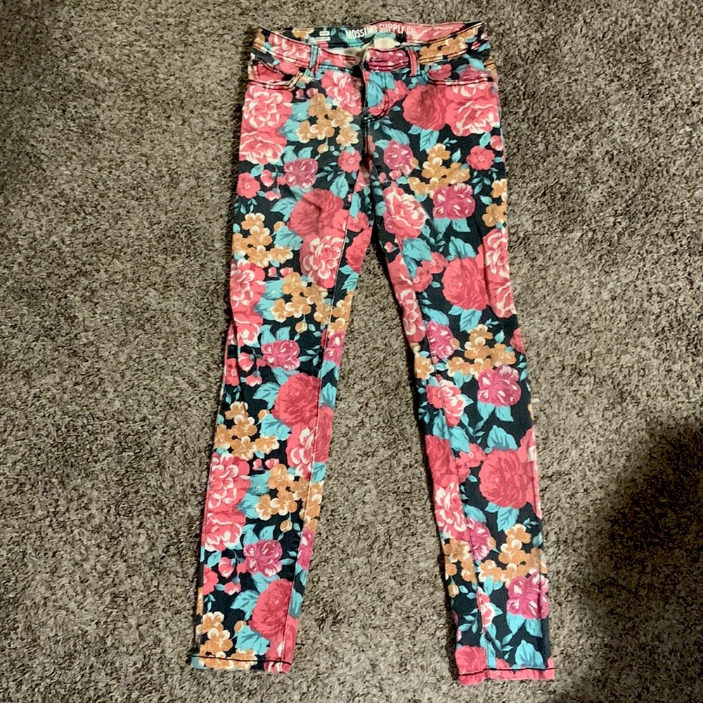Mossimo floral pattern jeans sz 3